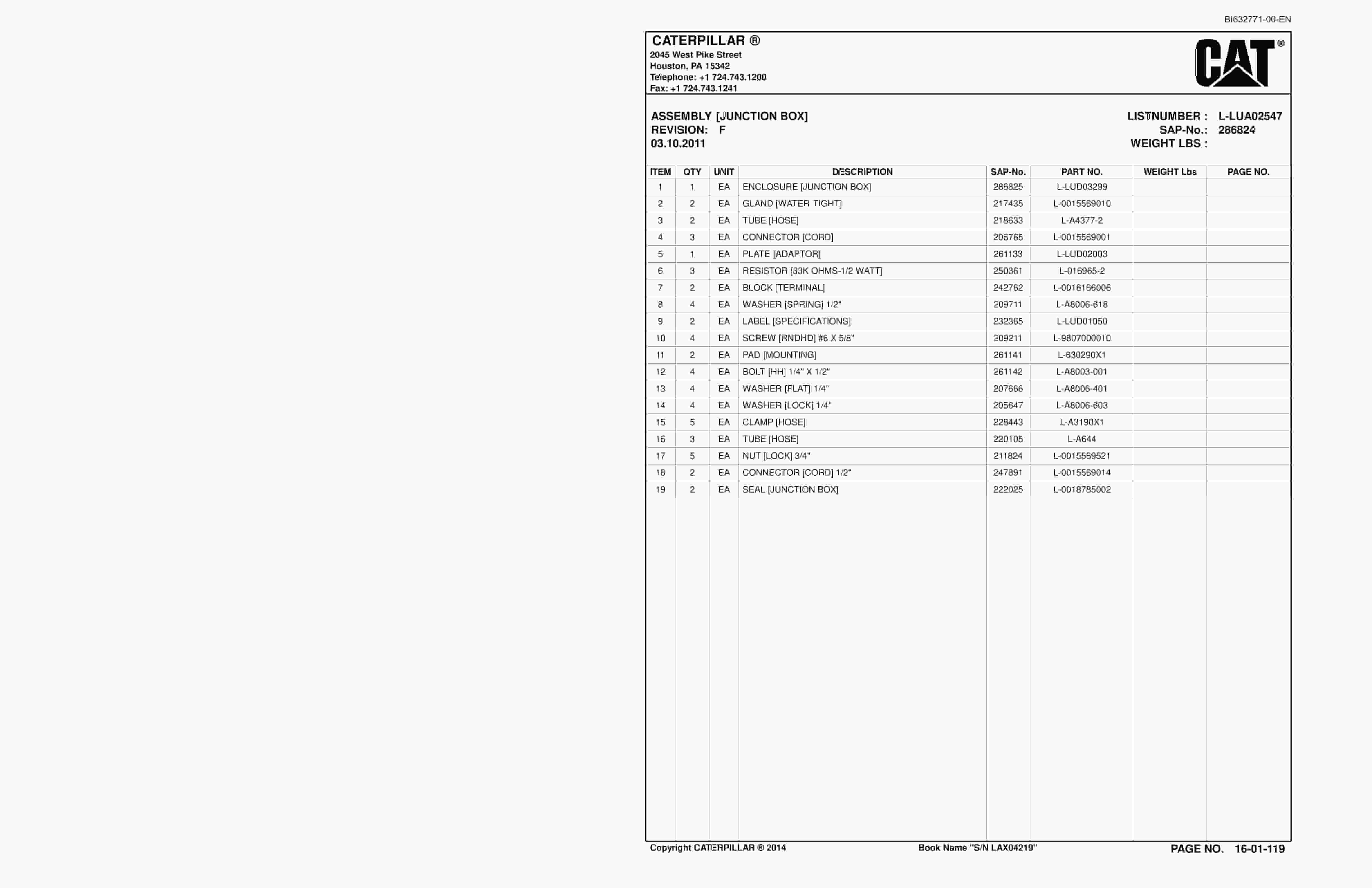 Caterpillar SU488 Scoop Parts And Service Manual BI632771 2 Caterpillar SU488 Scoop Parts And Service Manual BI632771 - Image 2