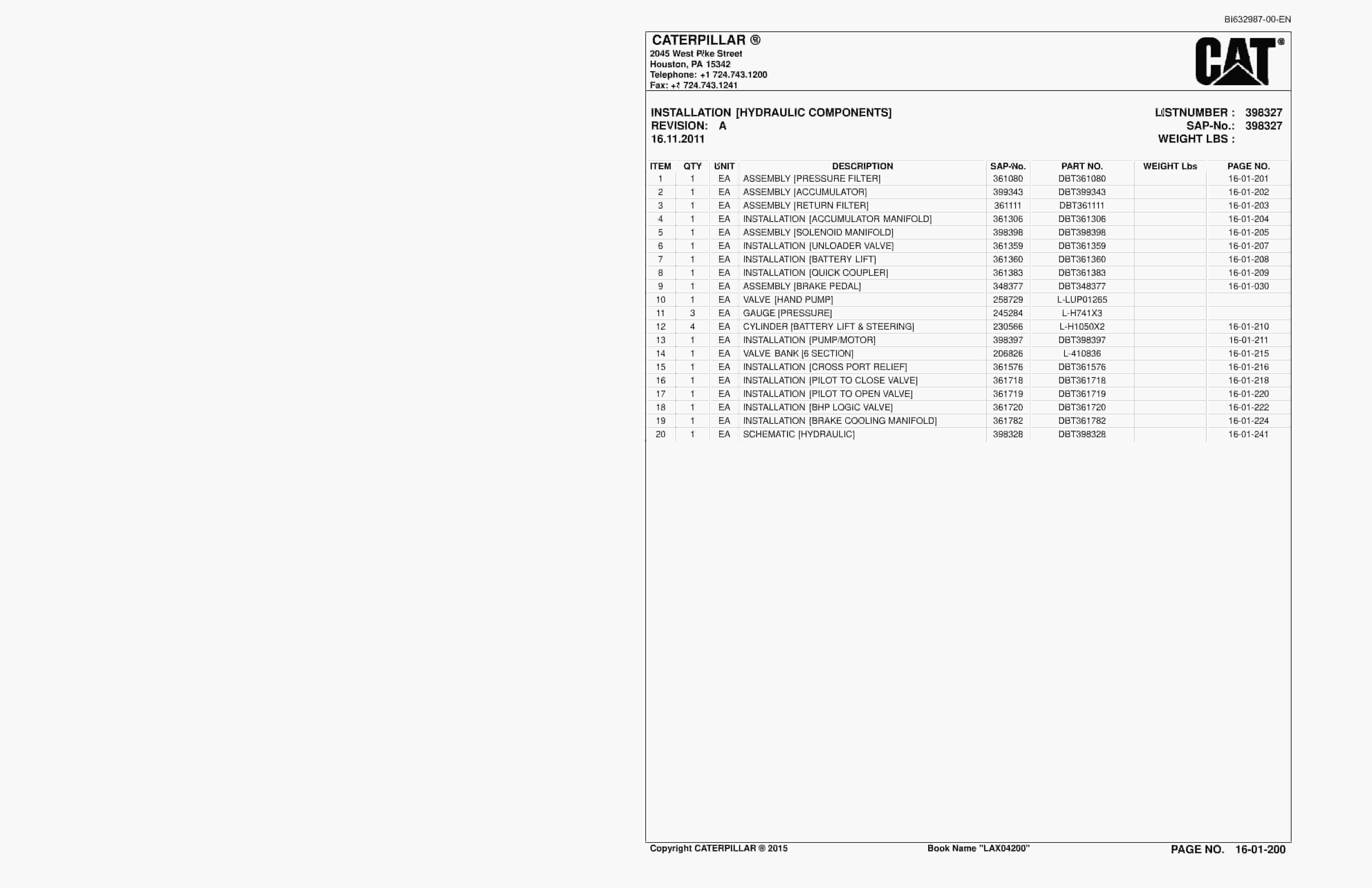 Caterpillar SU488 Scoop Parts And Service Manual BI632987-3