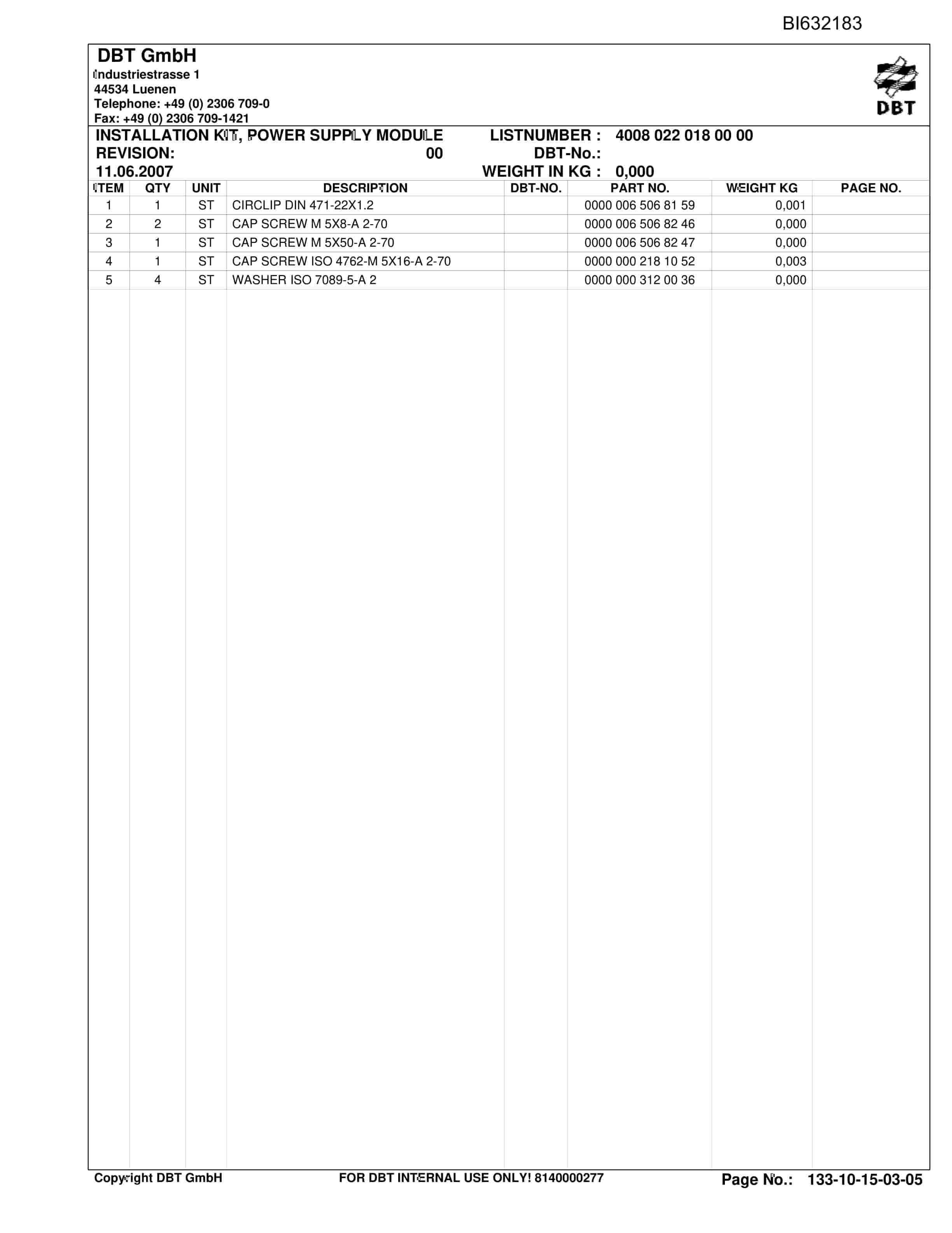 Caterpillar TIEFA IV, GH-PRT PF 3-822 Parts Manual BI632183-2