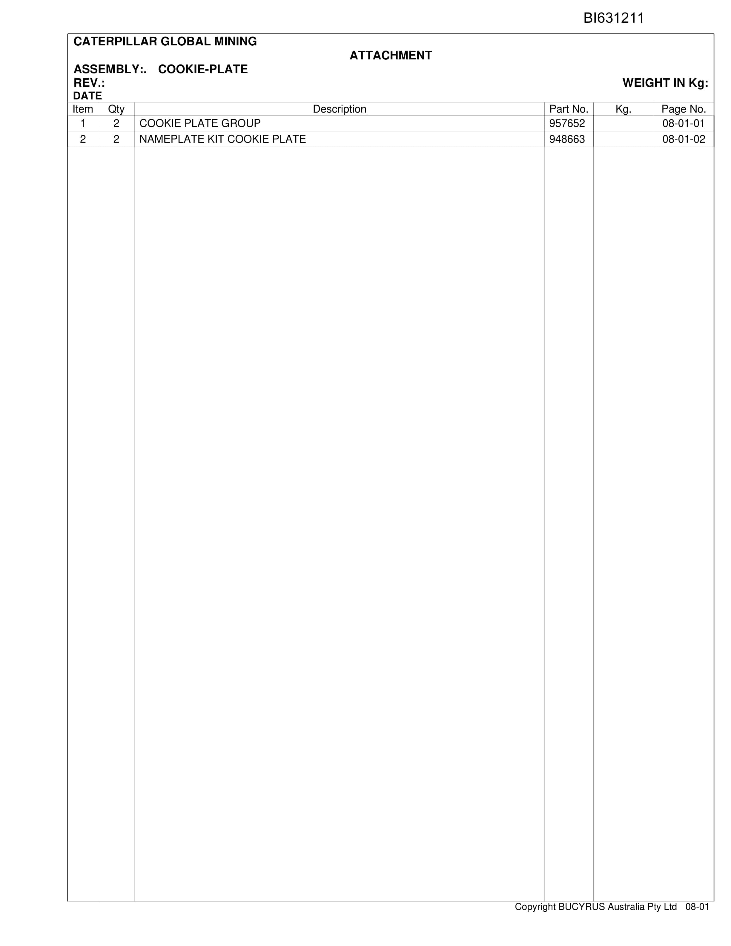 Caterpillar Ulan West SH660 HD Roof Support Carrier Parts Manual BI631211-5