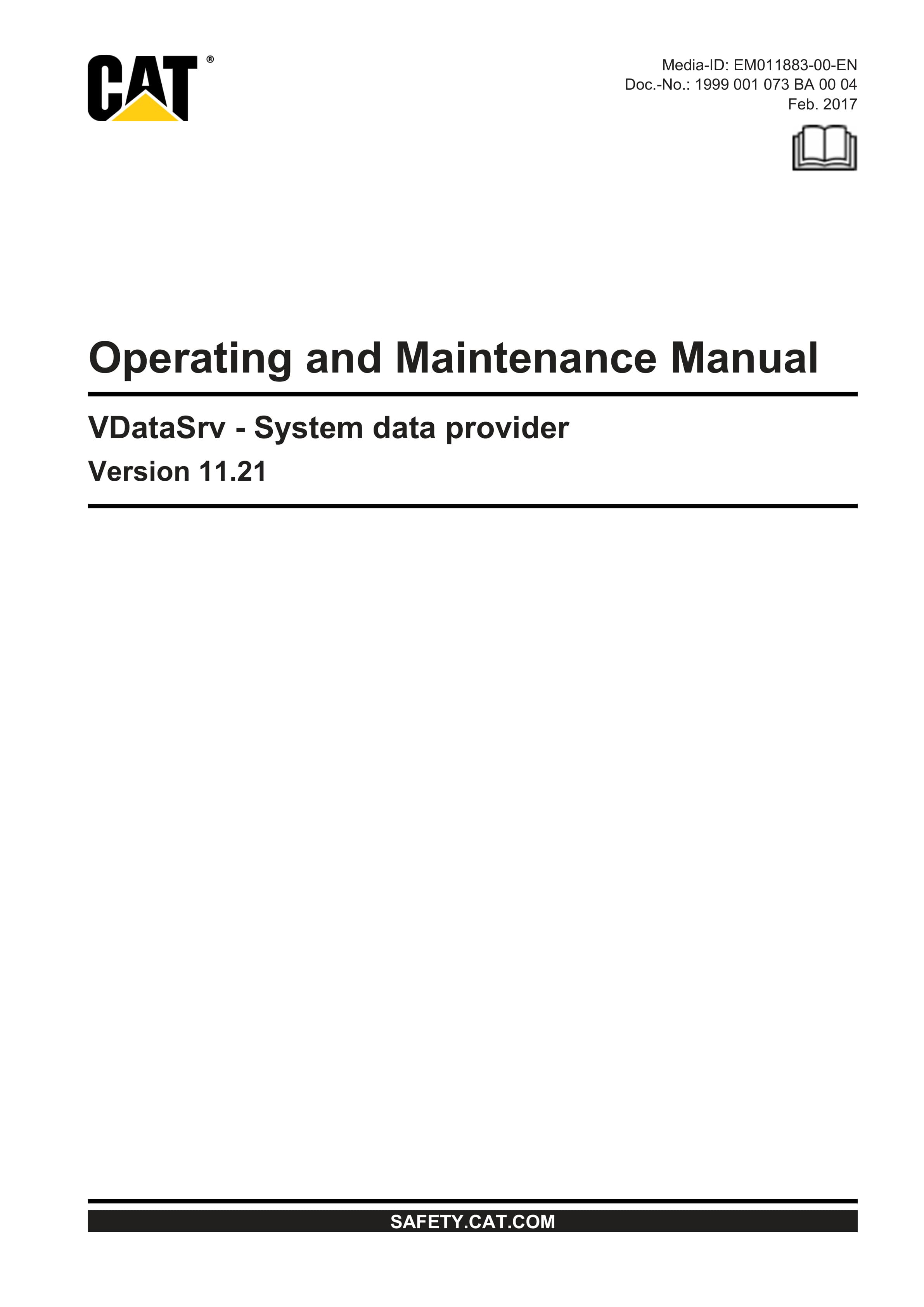 Caterpillar VDataSrv - System Data Provider Operating And Maintenance Manual 1999001073